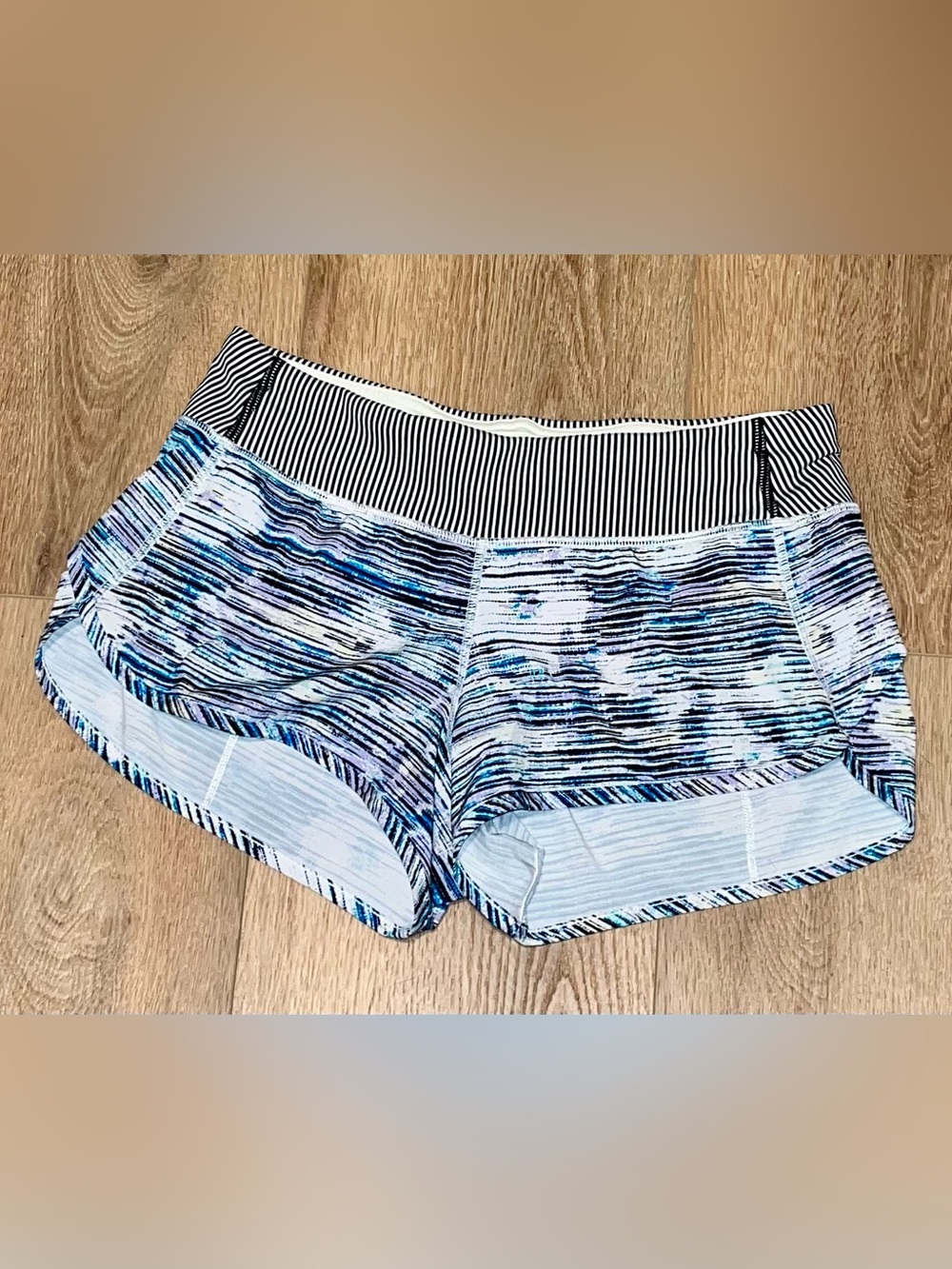 lululemon Blue & Navy Striped Waistband Running Shorts Vintage Speed Shorts